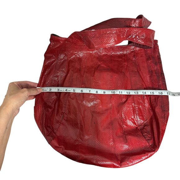 Beirn Snakeskin Ethically Sourced JENNA Hobo Tote Bag Red Lightweight Packable - Picture 10 of 11